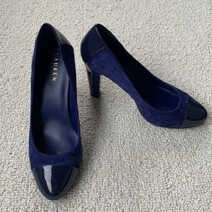 Ralph Lauren Blue Suede and Patent Pumps (9B Like new)